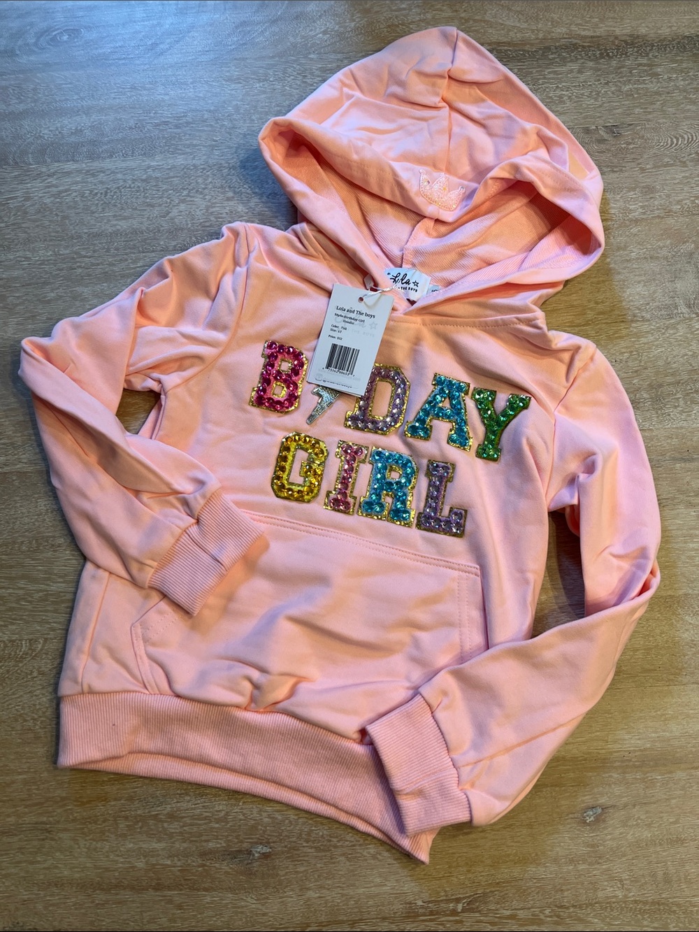 Lola and the boys size 6 bday girl light weight sweatshirt NWT